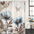 thumbnail image 3 of Teal Tulip Waterproof Fabric Shower Curtain,Vintage Spring Floral Summer Botanical Brown Waterproof Fabric Shower Curtain for Bathroom Curtains Bathtubs Shower Curtains with 12 Hooks Extra Long 72x96, 3 of 8