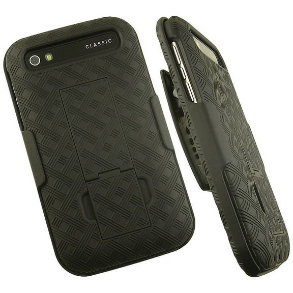 Case with Clip for BlackBerry Classic, Nakedcellphone Black Kickstand Hard Cover   Belt Hip Holster Holder Combo for Blackberry Classic Phone (Q20, SQC100-1, SQC100-2)