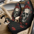 thumbnail image 3 of Xixirimido 5Pcs Car Seat Covers & Seatbelt Covers & Center Console Cover Set Universal Auto Accessories Fit for SUV Sedan Van Truck Leather Front Seat Cover, Red Roses & Skull, 3 of 8