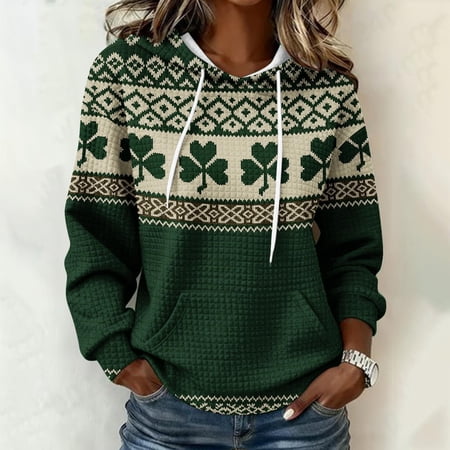 WCJM Womens Hot Pink Hoodies Soft Sweatshirts Women s Festive St. Patrick s Day Hoodie Long Sleeve Printed Casual Sweatshirt
