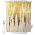 thumbnail image 2 of Abstract Gold Shower Curtain, Waterproof Shower Curtains for Bathroom, Modern Brush Luxury Strokes Artwork Washable Fabric Cloth Bathroom Curtain Set Bathtub Decor with Hook 66''x72'', 2 of 9