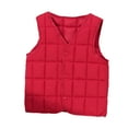 thumbnail image 2 of ZHOGXU Big Girls Boys Vests Sleeveless V Neck Solid Color Buttons Comfortable Lightweight Warm Soft Coat For Autumn Winter Daily Wear Red 5-6 Years, 2 of 4