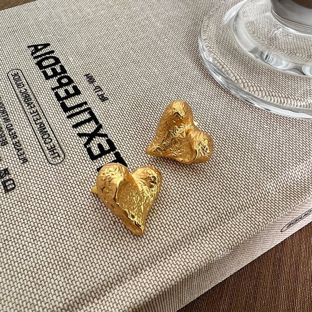 Pendientes de botón encantadores de metal mate irregulares retro franceses, pendientes de temperamento sencillos que combinan con todo y con personalidad de nicho para mujer