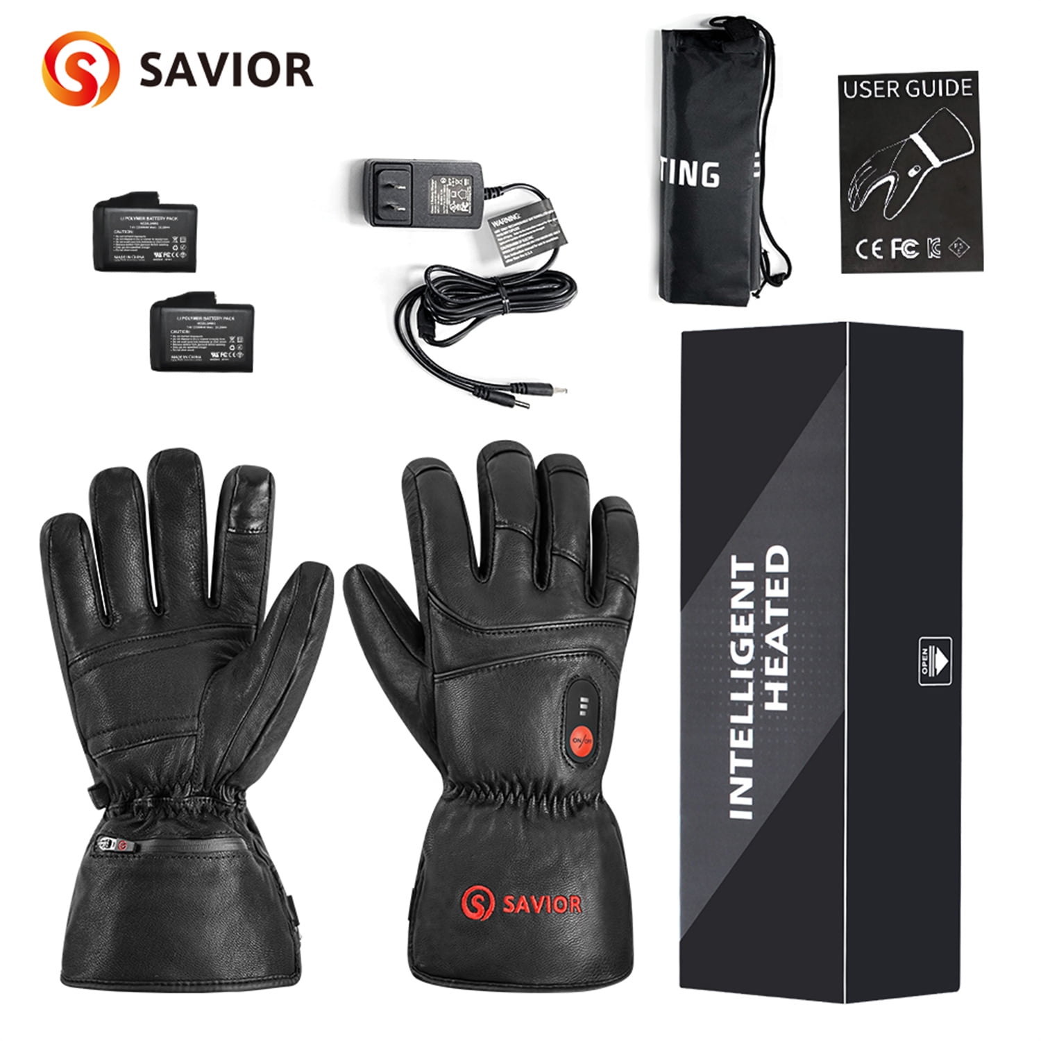 SAVIOR HEAT Heated Gloves Skiing Heated Gloves Warm Gloves Winter Touch Screen Waterproof Cold Weather Gloves for Outdoor Work, Travel, Riding, Skiing, Hunting
