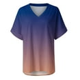 thumbnail image 4 of Dezsed Tie Dye T Shirts for Women Summer Casual V-neck Short Sleeve Loose T-shirt Basic Tops Tees Blouses Dark Blue M, 4 of 5