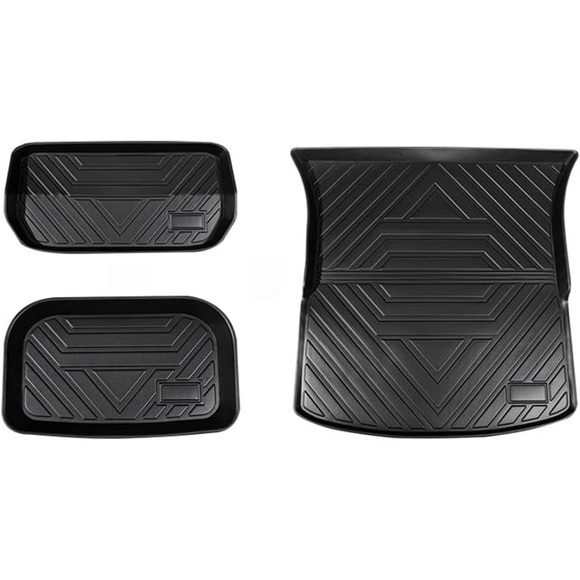 KUNOVA (TM) TPE Trunk Mat Compatible with Tesla Model Y 2021 2022 2023 Full Cover 3D Mat, All Weather Floor Mats Custom Fit Eco-Friendly Heavy Duty TPU Rubber Odorless Model Y Accessories 3Pcs
