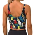 thumbnail image 4 of Goofa Parrot Printed Sports Bras for Women, High Impact Running Bra Workout Crop Tank Tops Longline Sports Bra Push up-, 4 of 9
