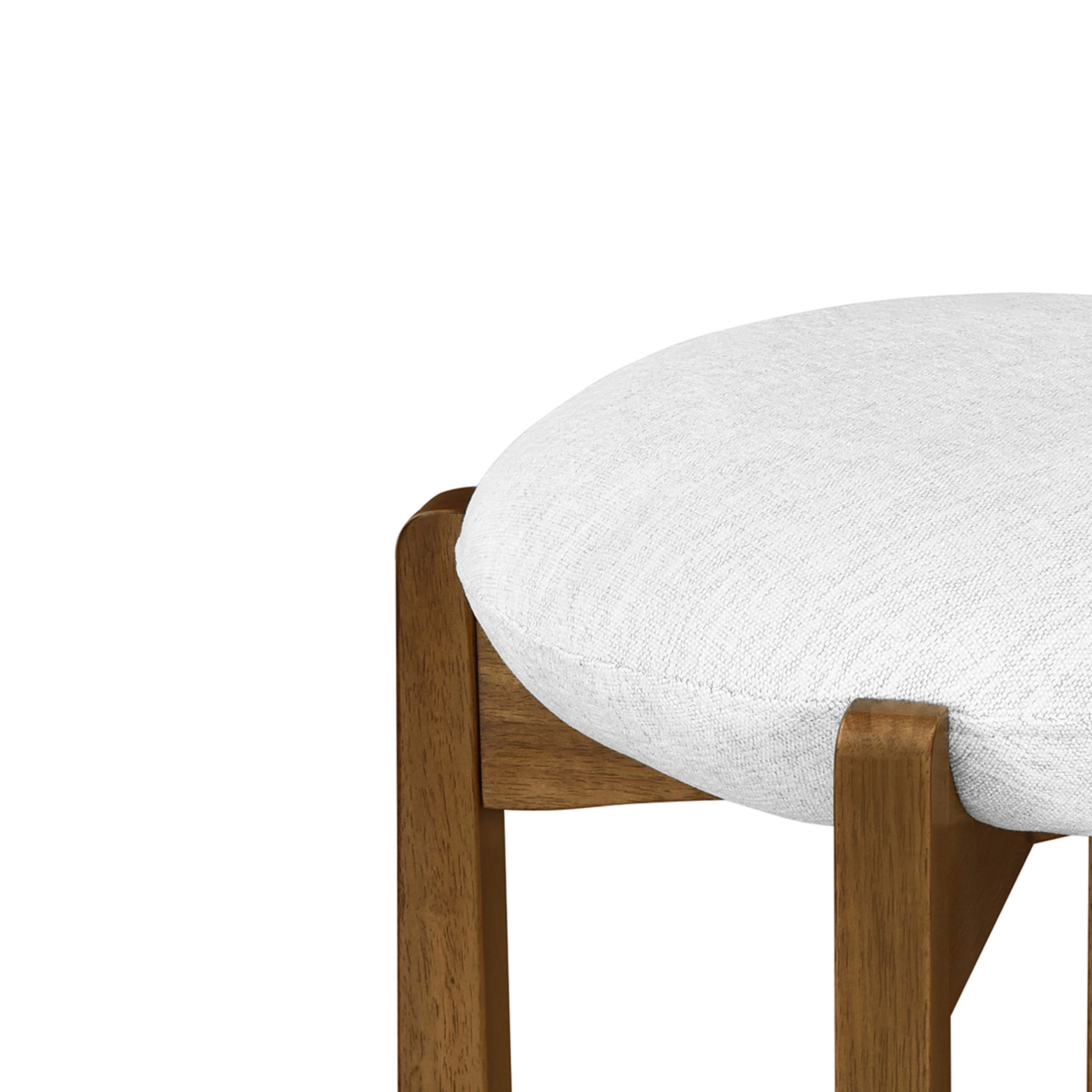 Christopher Knight Home 30" Round Upholstered Bar Stools, Wooden Frame, Dark Walnut + Ivory, Set of 2