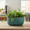 thumbnail image 2 of Jewel Ceramic Low Oval Pot with Embossed Lattice Design, 2 of 9