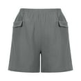 thumbnail image 4 of Lindreshi Shorts for Women Plus Size Fashion Women's Summer Casual Waist Elastic Pocket Solid Color Shorts, 4 of 8