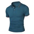 thumbnail image 2 of hoksml Men's Summer Thin Polos Shirt Casual Loose Lightweight T Shirt Solid Color Collared Button Short Sleeve Comfortable Breathable Turndown Collar Top Elastic Cuffs, 2 of 4