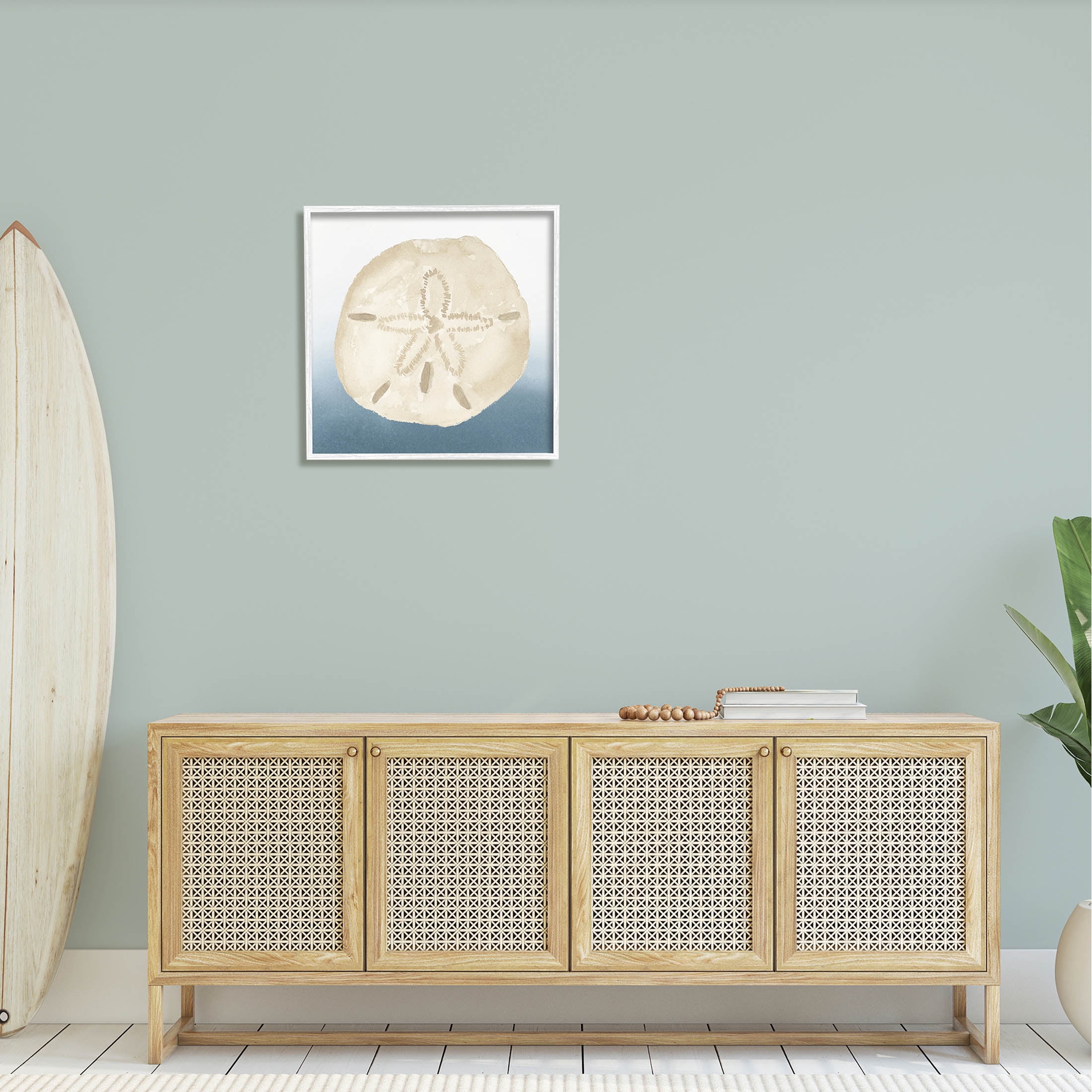 Beige Sand Dollar Seashell Animals & Insects Graphic Art White Framed Art Print Wall Art
