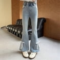thumbnail image 7 of NAISIBABY Girls Flare Jegging Jeans, Stretchy Cute with Pockets High Rise Kids Casual Denim Pants Blue Size 7-8, 7 of 7