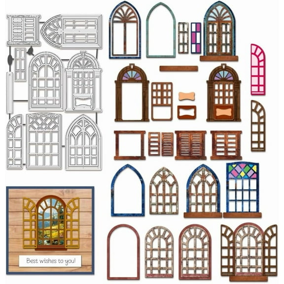 1 pc Door Window Frame Metal Die Cuts Door Cutting Dies Window Frame Lace Embossing Tool Cut Stencils for Album Paper Card Art Craft Scrapbooking Card Making