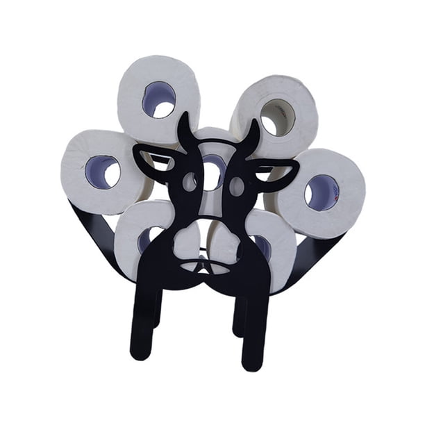 Wosthever Soporte de papel higiénico, estante de rollo de papel de animales de hierro, decoración, soporte de pañuelos para el baño Almacenamiento y organización del hogar vacas