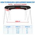 thumbnail image 2 of Zenicham 4 Bow Marine Grade Fade and Crack Resistant Bimini Top Replacement Cover, Heavy-Duty Waterproof and UV-proof Sun Shade Boat Canopy,Easy Install Zipper Sleeves Boat Awning/Without Frame,Black, 2 of 7