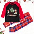 thumbnail image 2 of Odeerbi Christmas Pajamas for Family Holiday Plaid Long Sleeve Family Christmas Pajamas Matching Sets Kids Plaid Printed Loungewear Top Pants Set Two-Piece Sleepwear Xmas PJs Set Red, 2 of 6