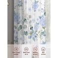 thumbnail image 7 of Blue Flower Semi Sheer Curtains 72 Inch Length 2 Panels Set, Sage Green Eucalyptus Leaf Farmhouse Country Sheer Kitchen Curtain Privacy Voile Window Curtain for Living Room Bedroom Rod Pocket Drapes, 7 of 7