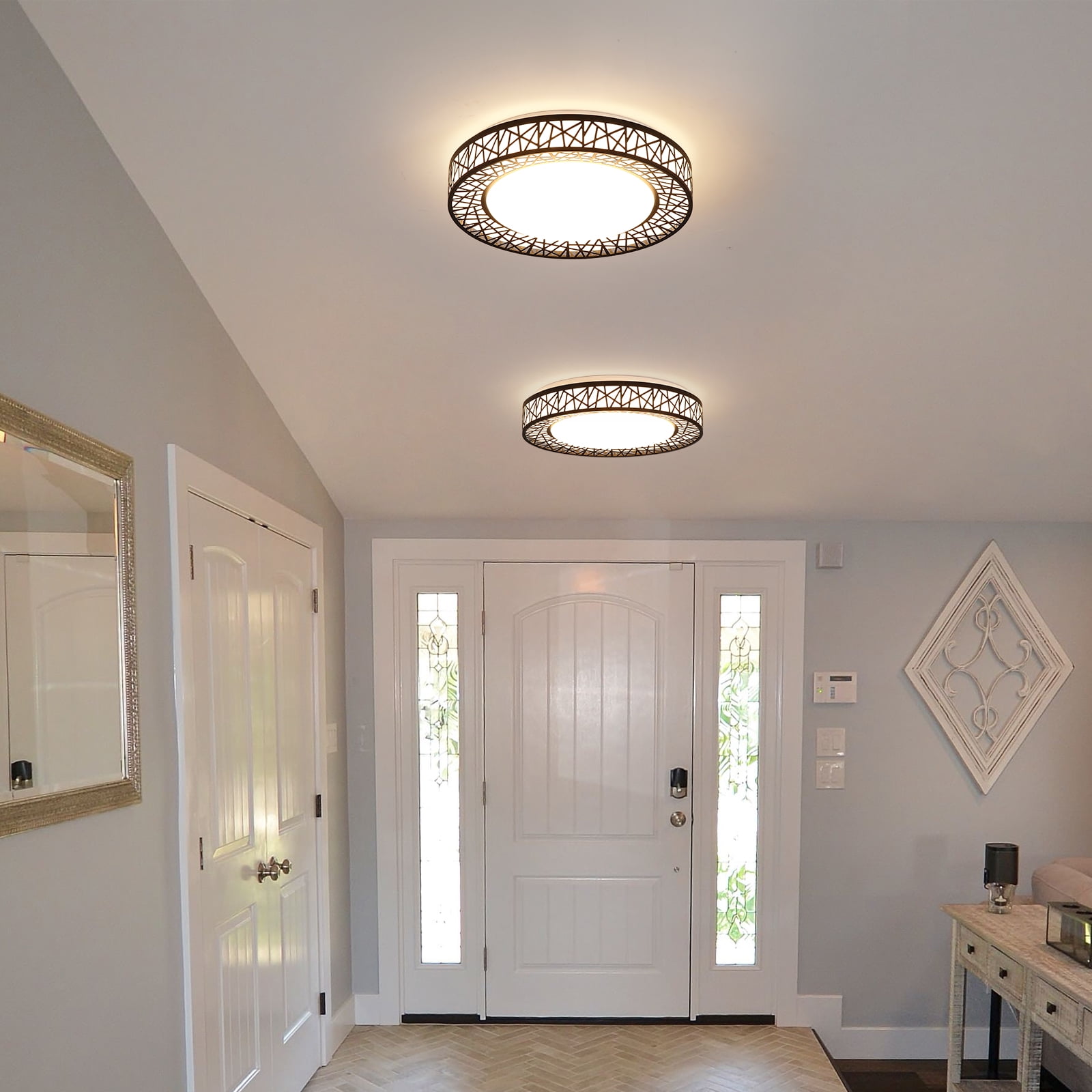 Dimmable 20W LED Flush Mount Ceiling Light with Nest Texture, Adjustable Color Temperature (5-Color, 2700K-6500K), 1457LM, ETL Certified, for Bedroom, Kitchen, Hallway