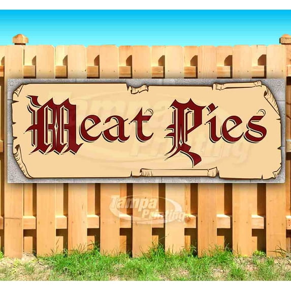 Meat Pies Red Text 13 oz Vinyl Banner With Metal Grommets