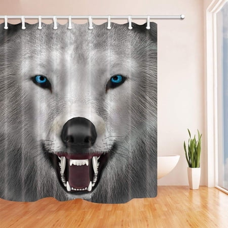 Rylablue Wolf Decor Wolf With Blue Eyes And Tooth Come Out Polyester Fabric Bath Curtain Bathroom Shower Curtain 66x72 Inches Walmart Canada