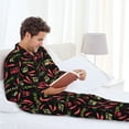 thumbnail image 6 of Naloa Red Chili Men’s Pajamas Set - Long Sleeve Button Down Sleep Shirt and Pajama Bottoms Sleepwear Set-XX-Large, 6 of 7
