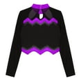 thumbnail image 5 of TiaoBug Girls Cheerleading Shirts Long Sleeve Mesh Rhinestone Cheer Uniform Crop Top Dancewear Purple 6, 5 of 6