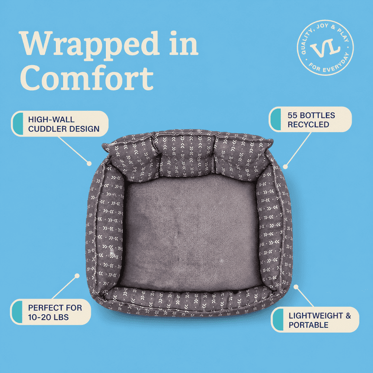 Vibrant Life Small Lounger Pet Bed, Gray, 21" x 17" photo 5