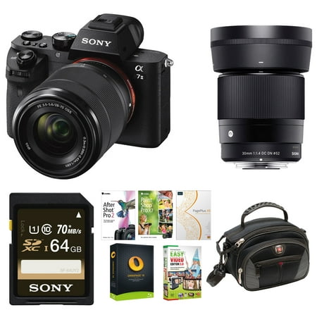 Sony Alpha a7II Mirrorless Camera w/ 28-70mm f/3.5-5.6, 30mm f/1.4 Lens