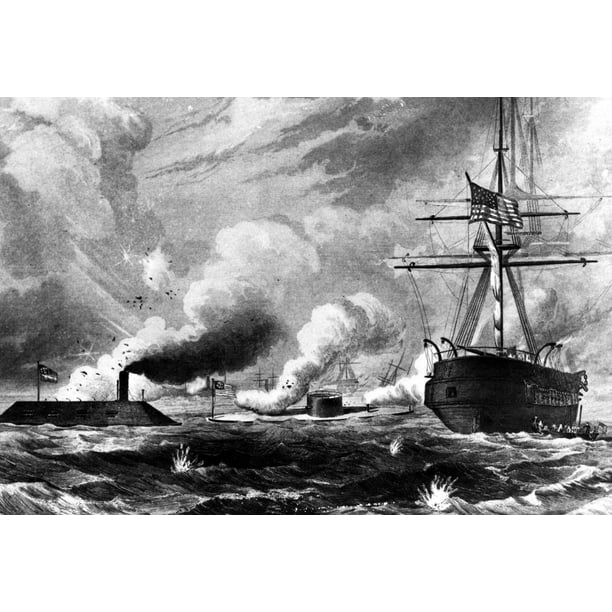 Civil WarIllustration Depicting The First Duel Between The Warships
