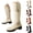 Beige, variant on Pandaie Women's Knee High Boots Retro Platform Chunky Heel Western Tall Boot Buckles Motorcycle Riding Winter Shoes with Side Zipper Beige 6