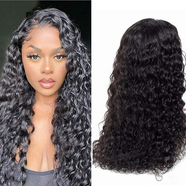 Water Wave Lace Front Wigs Human Hair Pre Plucked 4x4 Transparent Lace  Frontal Wig with Baby Hair 180% Density Brazilian Lace Front Human Hair  Wigs