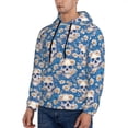 thumbnail image 3 of Naloa white Skull daisy in water Men's Casual Hooded Collar Drawstring Hoodies Pullover Sweatshirts Casual Long Sleeve Shirts-3X-Large, 3 of 7
