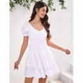 thumbnail image 4 of Yesfashion Women's Summer Lantern Sleeve A-Line Mini Dresses Double-Layer Sleeves V-Neck Dress, 4 of 8