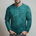 thumbnail image 4 of Domuza Waffle Henley Shirts for Men Long Sleeve Casual Stylish Button Up T-Shirt Fall Lightweight Relaxed Fit Raglan Tie Dye Blouse Turquoise 3XL, 4 of 4
