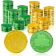 thumbnail image 2 of QuanTara St. Patrick's Day Plastic Coins, 50-Pack Gold & Green Foil Coins for Party Favors, Treasure Hunt Game, Table Scatter Decorations, 2 of 6