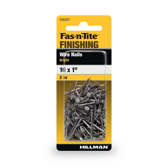 Fas-n-tite Bright Wire Finishing Nails, 1" x 16, Steel, Silver, Interior Nails