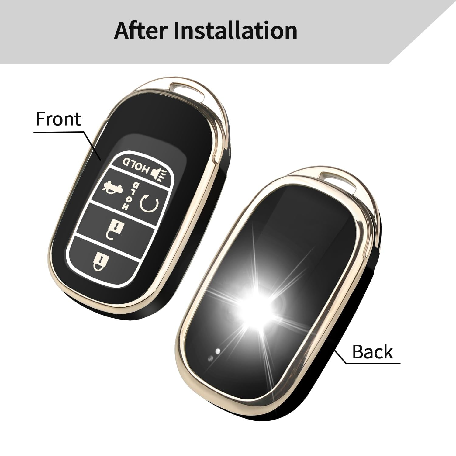 for Honda Key fob Cover, Soft TPU Car Key Case Protector with Leather Keychain Compatible with 2022 2023 2024 2025 Honda Accord Civic HR-V CR-V Pilot Odyssey smart Remote Key
