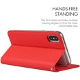 thumbnail image 2 of iPhone Xs Genuine Cowhide Leather Wallet Case,Headset Winder,Flip Folio Magnetic Closure,Card Holder Slots,Kickstand,Cash Pockets Wrist Strap Cover Case for iPhone X,5.8",Red, 2 of 17