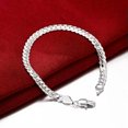 thumbnail image 6 of K-KED Hot Sale Summer Thick 5mm Cuban Chain Simple 925 Silver Gold Plated Bracelet-Silver-20cm, 6 of 7
