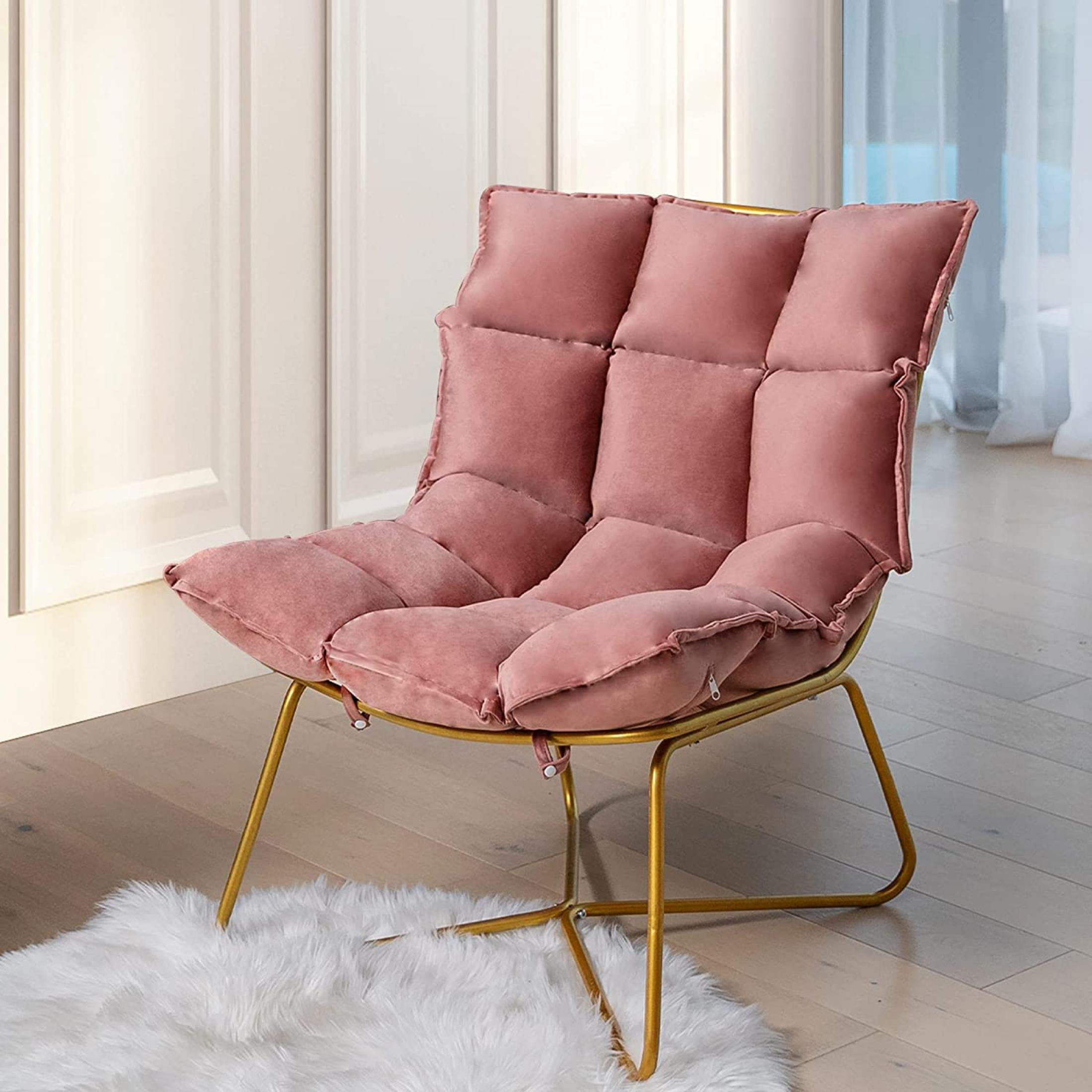 Gold Accent Chair, Velvet Upholstered Leisure Lounge, Armless Modern