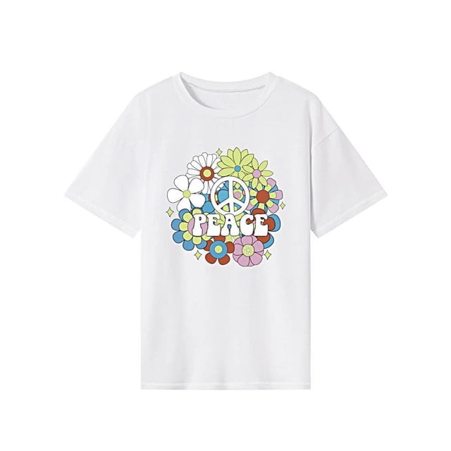 Camiseta de mujer con cuello redondo y cuello redondo, camiseta básica para vacaciones de viaje S