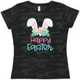 thumbnail image 3 of Inktastic Happy Easter with Bunny Ears and Flowers Women's T-Shirt, 3 of 5