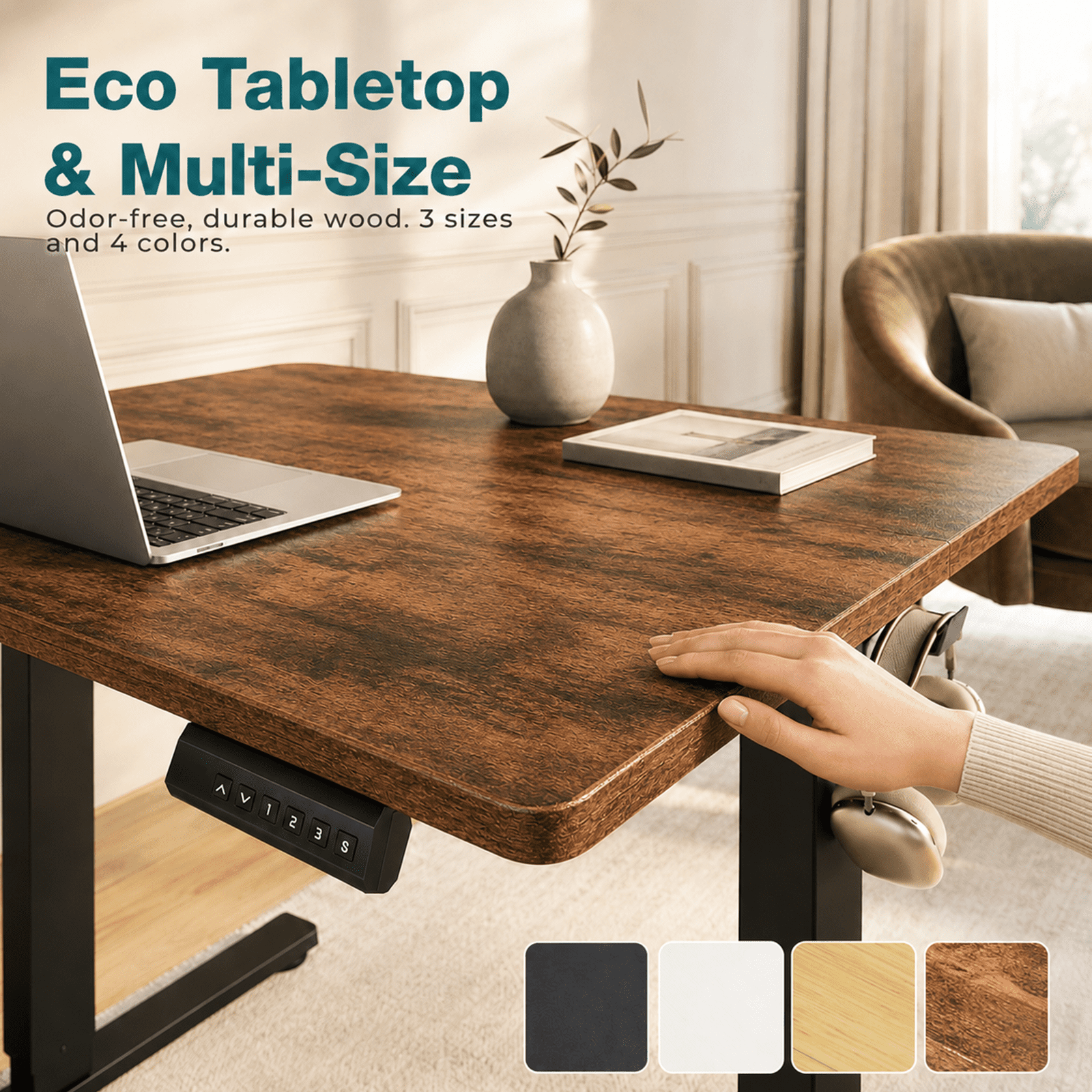 Alvantor Standing Desk, 28.7''- 48'' Height Electric Height Adjustable Home Office Desk with 3 Memory Presets, Sit and Stand Up, T-Shaped Frame