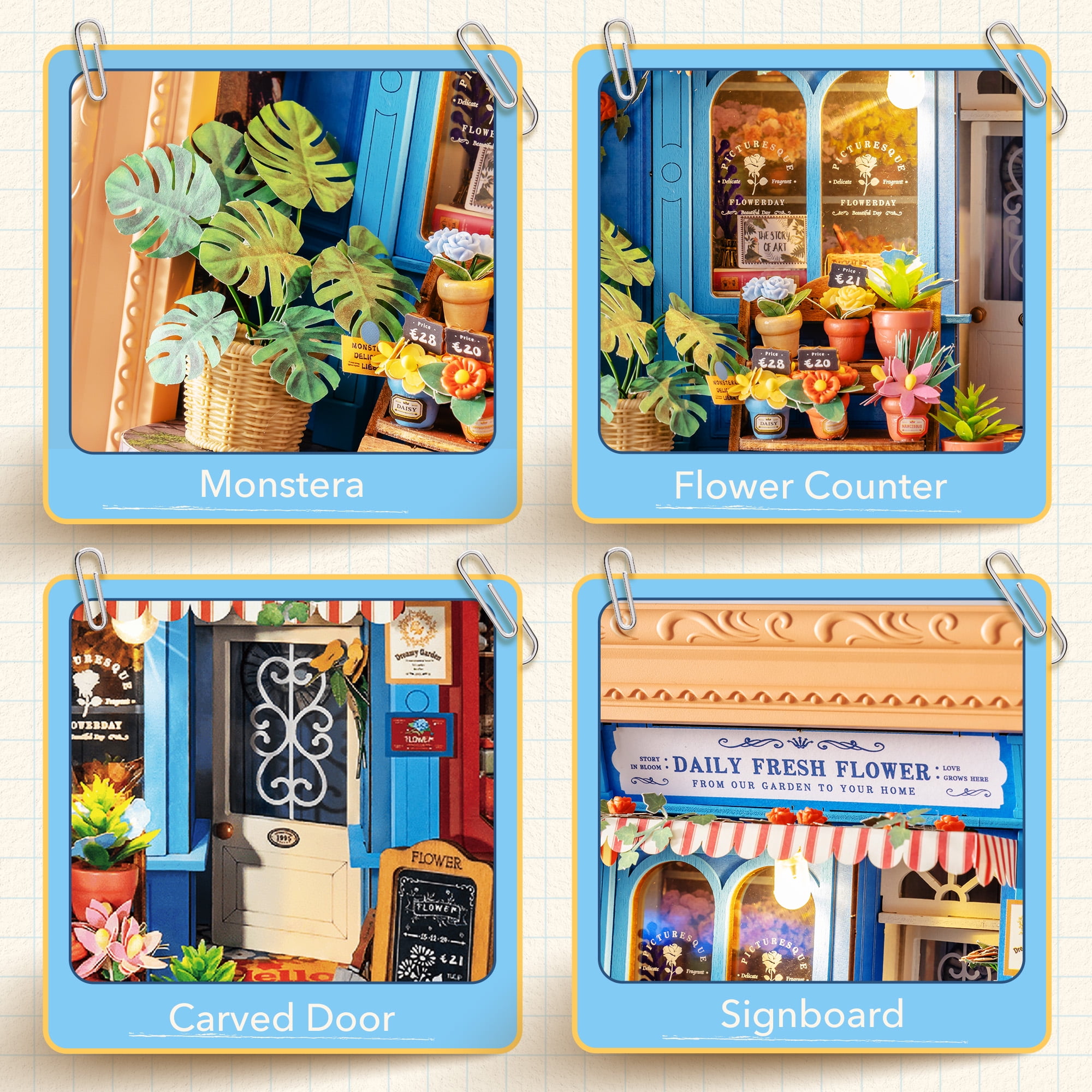 ROBOTIME Wooden 3D Puzzle, Wall-Mountable Tiny House Creative Frame Building Sets, Holiday Home Wall Decor Craft Kits, Christmas Birthday Gifts for Adults (Daily Fresh Flower)