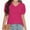 Hotpink, variant on Womens Casual Cropped T Shirts V Neck Swiss Dot Puff Sleeve Crop Tops Summer Loose Basic Tees Tshirts