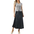 thumbnail image 2 of INSPIRE CHIC Women's Tweed Plaid Top V Neck Cap Sleeve Peplum Hem Blouse Black XL, 2 of 6