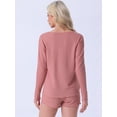 thumbnail image 3 of DARING DIVA Women's Waffle Knit Pajama Sets Lounge Set Long Sleeve Top Pink XS, 3 of 6