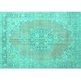thumbnail image 1 of Ahgly Company Machine Washable Indoor Rectangle Medallion Turquoise Blue Traditional Area Rugs, 6' x 9', 1 of 4