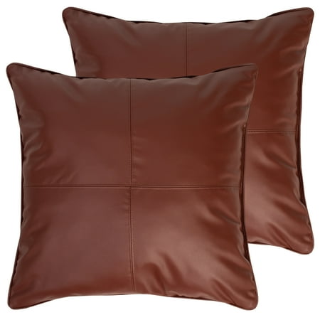 Sweet Home Collection Carson Faux Leather Decorative Throw Pillow Pair 18"x18"